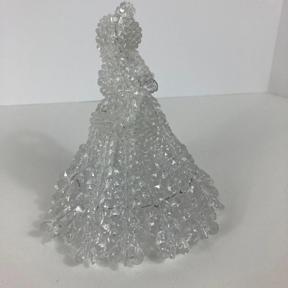 Vintage Bead & Wire Angel Christmas Tree Topper Decoration Clear‎ 5x7